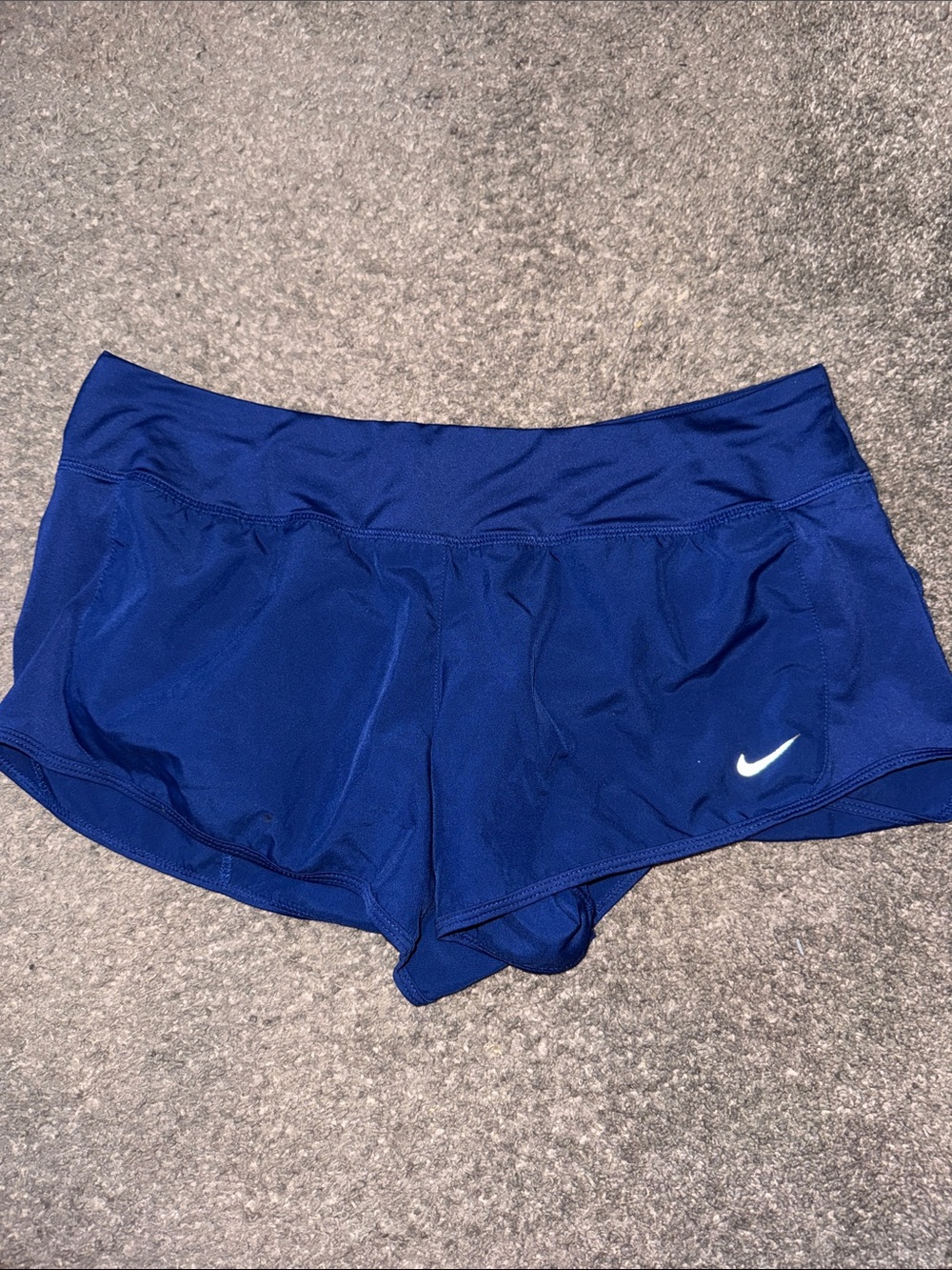 Nike Women's Royal Blue Athletic Running Shorts with White Swoosh